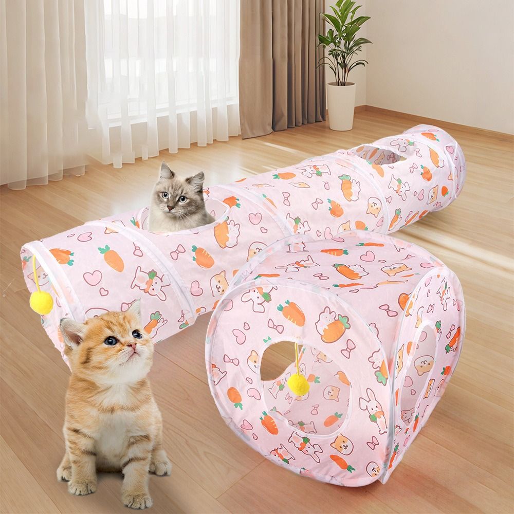 Cat Tunnel Toy - Eğlenceli Polyester+Çelik Tel Kedi Tüneli Tüpü
