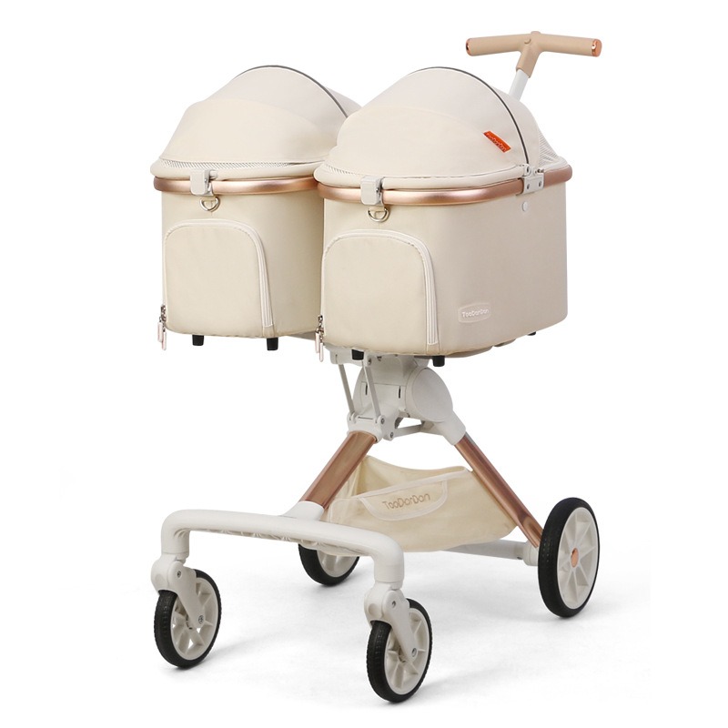 Pet Stroller Carrier - Sevimli Katlanabilir Kedi Arabası 2 Kediler