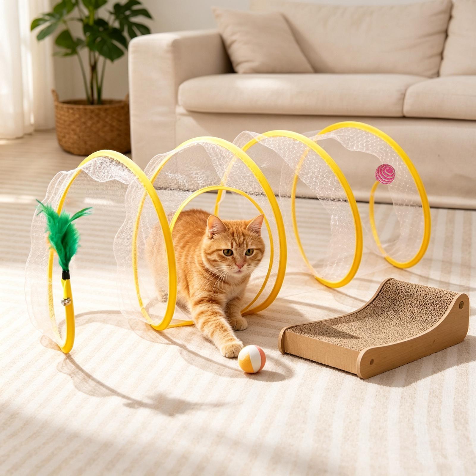 Cat Tunnel Toy - Spiral Tünel Kedi Oyuncağı Katlanabilir İnteraktif