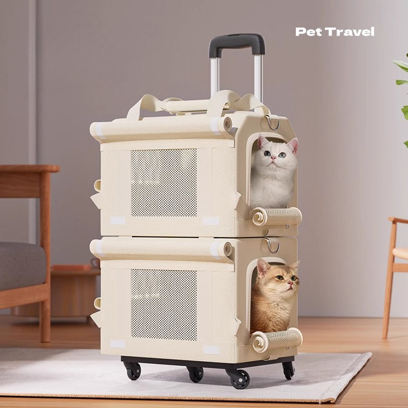 Pet Stroller Carrier - 2 kat otobüs kedi sırt çantası