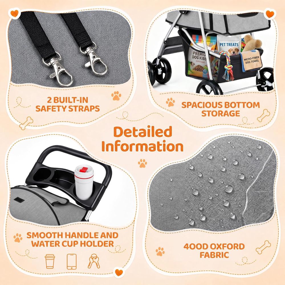 Evcil Hayvan Arabası, 4 Tekerl - Pet Stroller Carrier incelemesi ve fiyatı